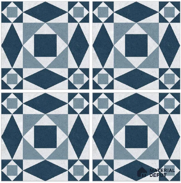 Blue Moroccan Floor & Wall Tile TL 06804 Lustra Seraphic Aqua 2 ft x 2 ft Vitrified Carving Matte Finish - 9 mm | Suitable For Kitchen, Bathroom, Balcony | Please Expect a Slight Variation of Pattern