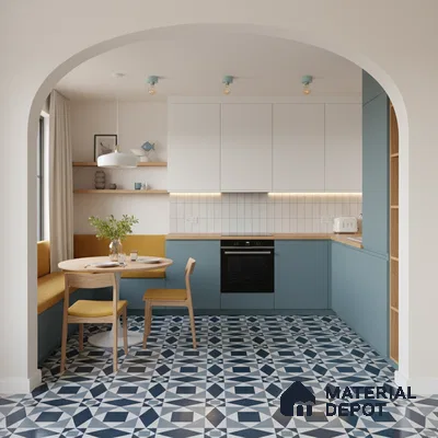 Blue Moroccan Floor & Wall Tile TL 06804 Lustra Seraphic Aqua 2 ft x 2 ft Vitrified Carving Matte Finish - 9 mm | Suitable for Kitchen, Bathroom, Dining Area | Please Expect a Slight Variation of Pattern (Sample)