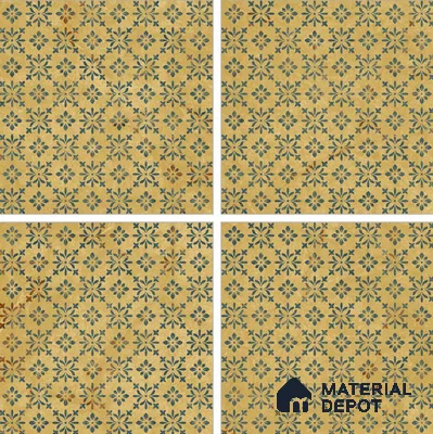Yellow Moroccan Floor & Wall Tile TL 06807 Lustra Antique Mustardstone 2 ft x 2 ft Vitrified Carving Matte Finish - 9 mm | Suitable For Kitchen, Foyer, Balcony | Please Expect a Slight Variation of Pattern