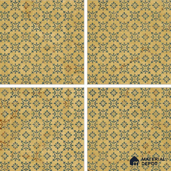 Yellow Moroccan Floor & Wall Tile TL 06807 Lustra Antique Mustardstone 2 ft x 2 ft Vitrified Carving Matte Finish - 9 mm | Suitable For Kitchen, Foyer, Balcony | Please Expect a Slight Variation of Pattern