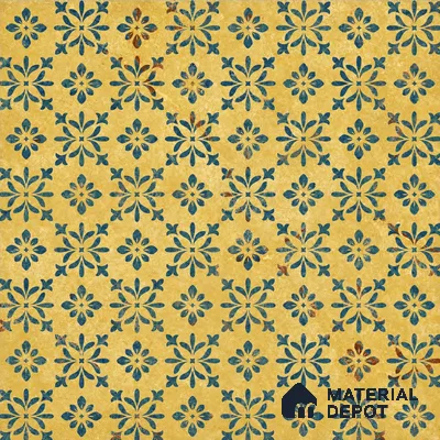 Yellow Moroccan Floor & Wall Tile TL 06807 Lustra Antique Mustardstone 2 ft x 2 ft Vitrified Carving Matte Finish - 9 mm | Suitable For Kitchen, Foyer, Balcony | Please Expect a Slight Variation of Pattern