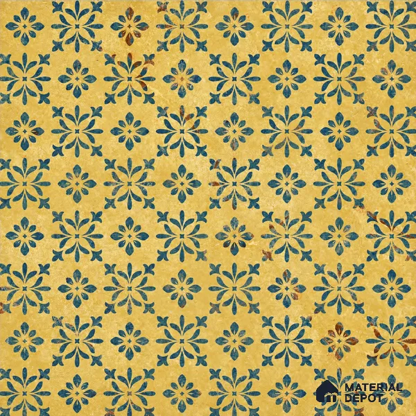 Yellow Moroccan Floor & Wall Tile TL 06807 Lustra Antique Mustardstone 2 ft x 2 ft Vitrified Carving Matte Finish - 9 mm | Suitable For Kitchen, Foyer, Balcony | Please Expect a Slight Variation of Pattern