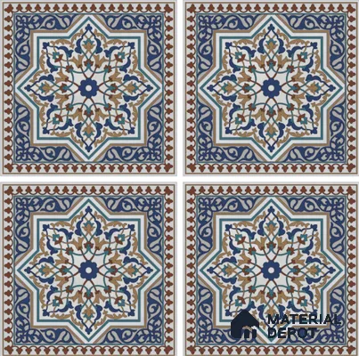 Moroccan Floor & Wall Tile TL 06808 Lustra Azure Arabesque 2 ft x 2 ft Vitrified Carving Matte Finish - 9 mm | Suitable For Kitchen, Accent/Feature Wall, Dining Area | Please Expect a Slight Variation of Pattern