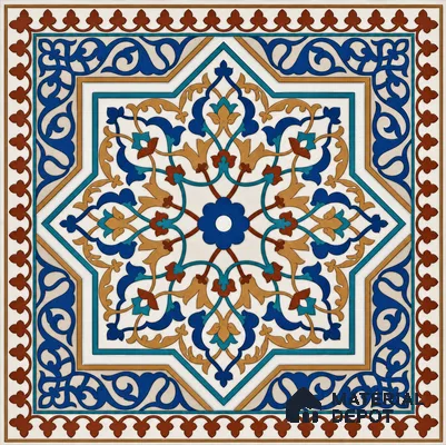 Moroccan Floor & Wall Tile TL 06808 Lustra Azure Arabesque 2 ft x 2 ft Vitrified Carving Matte Finish - 9 mm | Suitable For Kitchen, Accent/Feature Wall, Dining Area | Please Expect a Slight Variation of Pattern