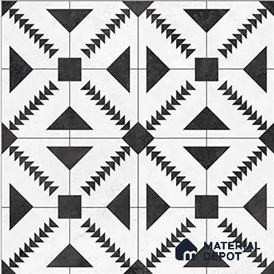 Moroccan Floor & Wall Tile TL 06809 B Nightfall Monochrome 2 ft x 2 ft Vitrified Carving Matte Finish - 9 mm | Suitable For Kitchen, Balcony, Dining Area | Please Expect a Slight Variation of Pattern