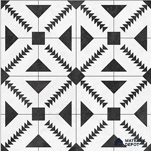Moroccan Floor & Wall Tile TL 06809 B Nightfall Monochrome 2 ft x 2 ft Vitrified Carving Matte Finish - 9 mm | Suitable For Kitchen, Balcony, Dining Area | Please Expect a Slight Variation of Pattern