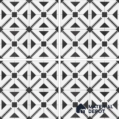 Moroccan Floor & Wall Tile TL 06809 B Nightfall Monochrome 2 ft x 2 ft Vitrified Carving Matte Finish - 9 mm | Suitable For Kitchen, Balcony, Dining Area | Please Expect a Slight Variation of Pattern