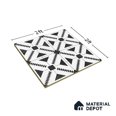 Moroccan Floor & Wall Tile TL 06809 B Nightfall Monochrome 2 ft x 2 ft Vitrified Carving Matte Finish - 9 mm | Suitable For Kitchen, Balcony, Dining Area | Please Expect a Slight Variation of Pattern
