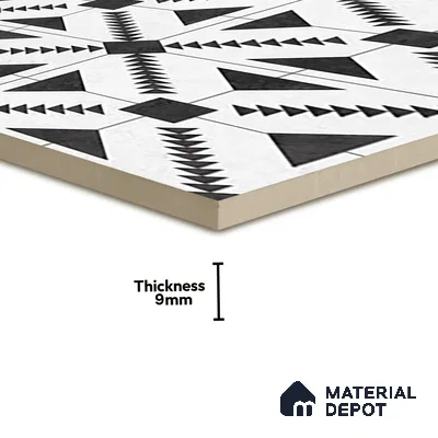 Moroccan Floor & Wall Tile TL 06809 B Nightfall Monochrome 2 ft x 2 ft Vitrified Carving Matte Finish - 9 mm | Suitable For Kitchen, Balcony, Dining Area | Please Expect a Slight Variation of Pattern