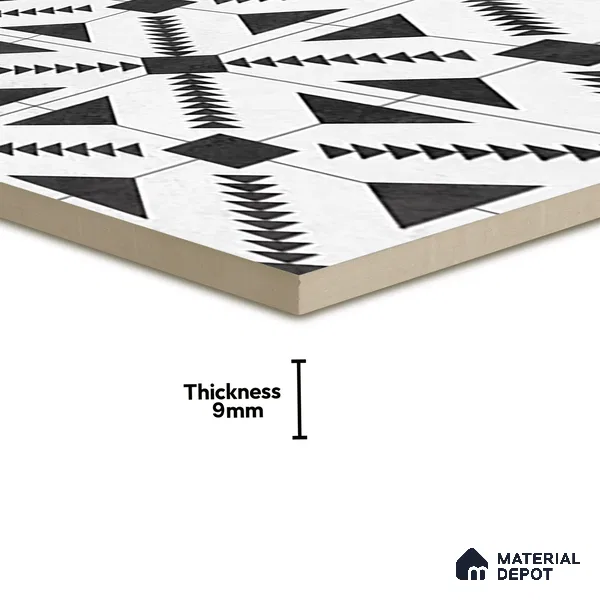 Moroccan Floor & Wall Tile TL 06809 B Nightfall Monochrome 2 ft x 2 ft Vitrified Carving Matte Finish - 9 mm | Suitable For Kitchen, Balcony, Dining Area | Please Expect a Slight Variation of Pattern