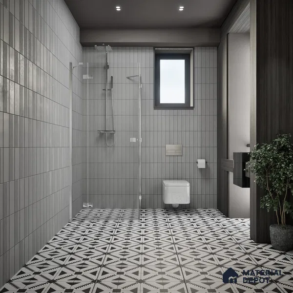 Moroccan Floor & Wall Tile TL 06809 B Nightfall Monochrome 2 ft x 2 ft Vitrified Carving Matte Finish - 9 mm | Suitable For Kitchen, Balcony, Dining Area | Please Expect a Slight Variation of Pattern