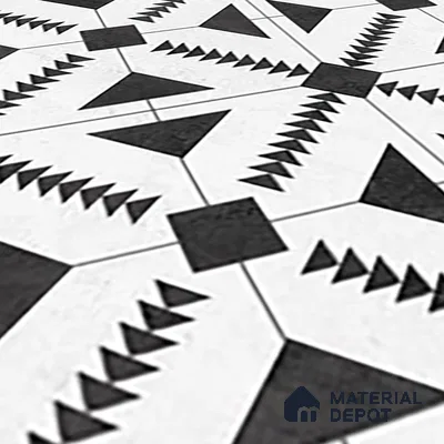 Moroccan Floor & Wall Tile TL 06809 B Nightfall Monochrome 2 ft x 2 ft Vitrified Carving Matte Finish - 9 mm | Suitable For Kitchen, Balcony, Dining Area | Please Expect a Slight Variation of Pattern