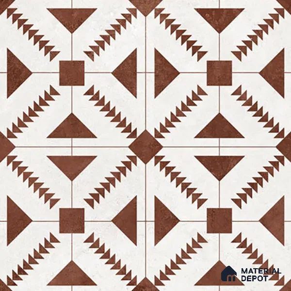 Brown Moroccan Floor & Wall Tile TL 06809 Lustra Aztec Earth 2 ft x 2 ft Vitrified Carving Matte Finish - 9 mm | Suitable For Kitchen, Balcony, Dining Area | Please Expect a Slight Variation of Pattern