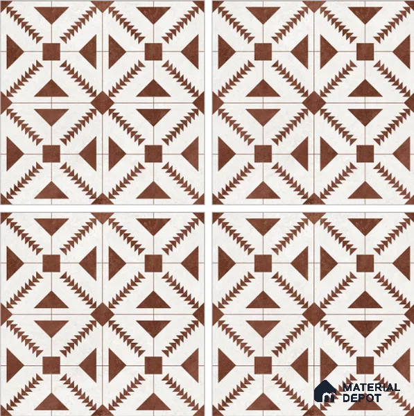 Brown Moroccan Floor & Wall Tile TL 06809 Lustra Aztec Earth 2 ft x 2 ft Vitrified Carving Matte Finish - 9 mm | Suitable For Kitchen, Balcony, Dining Area | Please Expect a Slight Variation of Pattern