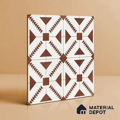 Brown Moroccan Floor & Wall Tile TL 06809 Lustra Aztec Earth 2 ft x 2 ft Vitrified Carving Matte Finish - 9 mm | Suitable For Kitchen, Balcony, Dining Area | Please Expect a Slight Variation of Pattern