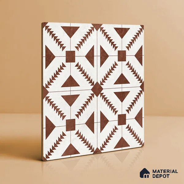 Brown Moroccan Floor & Wall Tile TL 06809 Lustra Aztec Earth 2 ft x 2 ft Vitrified Carving Matte Finish - 9 mm | Suitable For Kitchen, Balcony, Dining Area | Please Expect a Slight Variation of Pattern