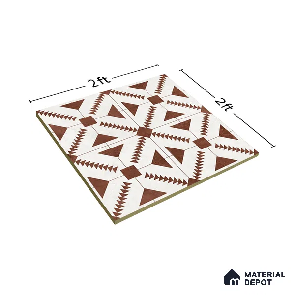 Brown Moroccan Floor & Wall Tile TL 06809 Lustra Aztec Earth 2 ft x 2 ft Vitrified Carving Matte Finish - 9 mm | Suitable For Kitchen, Balcony, Dining Area | Please Expect a Slight Variation of Pattern