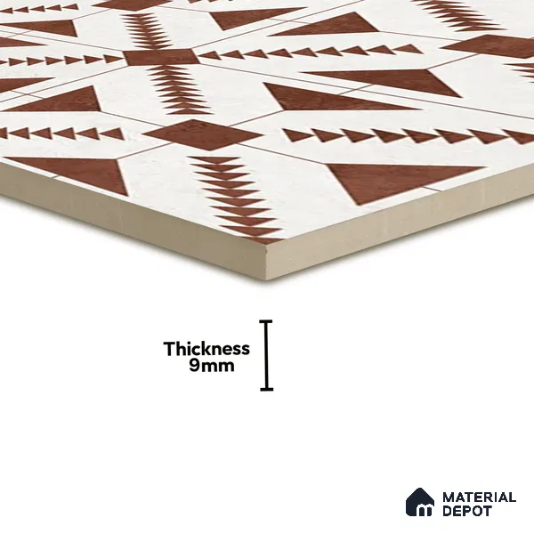 Brown Moroccan Floor & Wall Tile TL 06809 Lustra Aztec Earth 2 ft x 2 ft Vitrified Carving Matte Finish - 9 mm | Suitable For Kitchen, Balcony, Dining Area | Please Expect a Slight Variation of Pattern