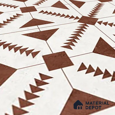 Brown Moroccan Floor & Wall Tile TL 06809 Lustra Aztec Earth 2 ft x 2 ft Vitrified Carving Matte Finish - 9 mm | Suitable For Kitchen, Balcony, Dining Area | Please Expect a Slight Variation of Pattern