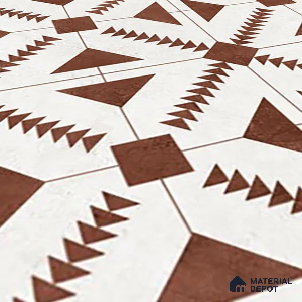 Brown Moroccan Floor & Wall Tile TL 06809 Lustra Aztec Earth 2 ft x 2 ft Vitrified Carving Matte Finish - 9 mm | Suitable For Kitchen, Balcony, Dining Area | Please Expect a Slight Variation of Pattern