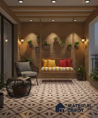 Brown Moroccan Floor & Wall Tile TL 06809 Lustra Aztec Earth 2 ft x 2 ft Vitrified Carving Matte Finish - 9 mm | Suitable for Kitchen, Bathroom, Dining Area | Please Expect a Slight Variation of Pattern (Sample)