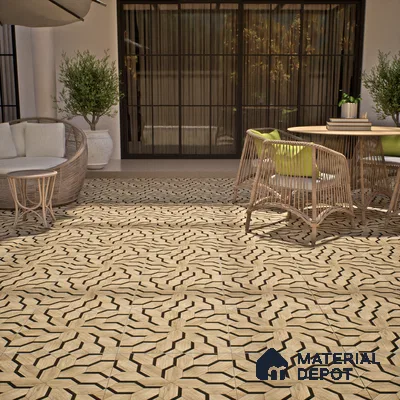 Brown Wood Floor & Wall Tile TL 06810 Lustra Whispering Bloomwood 2 ft x 2 ft Vitrified Carving Matte Finish - 9 mm | Suitable for Living Room, Bedroom, Bathroom
