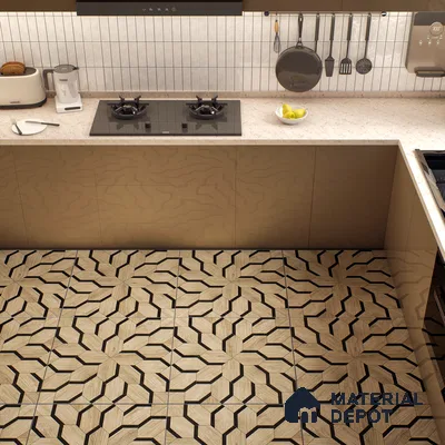 Brown Wood Floor & Wall Tile TL 06810 Lustra Whispering Bloomwood 2 ft x 2 ft Vitrified Carving Matte Finish - 9 mm | Suitable for Living Room, Bedroom, Bathroom