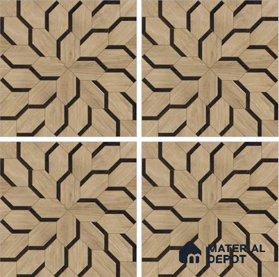 Brown Wood Floor & Wall Tile TL 06810 Lustra Whispering Bloomwood 2 ft x 2 ft Vitrified Carving Matte Finish - 9 mm | Suitable for Living Room, Bedroom, Bathroom