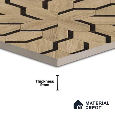 Brown Wood Floor & Wall Tile TL 06810 Lustra Whispering Bloomwood 2 ft x 2 ft Vitrified Carving Matte Finish - 9 mm | Suitable for Living Room, Bedroom, Bathroom