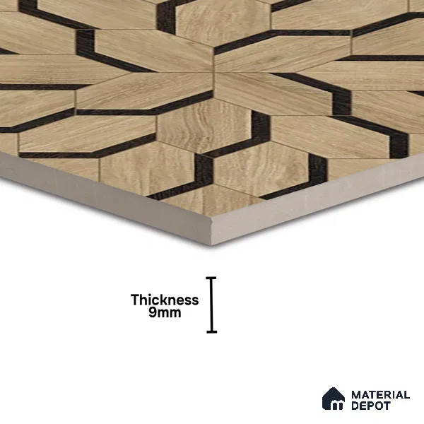 Brown Wood Floor & Wall Tile TL 06810 Lustra Whispering Bloomwood 2 ft x 2 ft Vitrified Carving Matte Finish - 9 mm | Suitable for Living Room, Bedroom, Bathroom