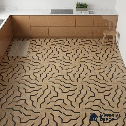 Brown Wood Floor & Wall Tile TL 06810 Lustra Whispering Bloomwood 2 ft x 2 ft Vitrified Carving Matte Finish - 9 mm | Suitable for Living Room, Bedroom, Bathroom