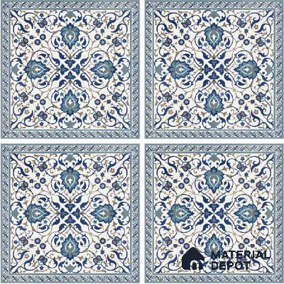 Blue Moroccan Floor & Wall Tile TL 06811 B Lustra Enchanted Mint Bloom 2 ft x 2 ft Vitrified Carving Matte Finish - 9 mm | Suitable for Living Room, Bedroom, Bathroom | Please Expect a Slight Variation of Pattern