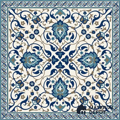 Blue Moroccan Floor & Wall Tile TL 06811 B Lustra Enchanted Mint Bloom 2 ft x 2 ft Vitrified Carving Matte Finish - 9 mm | Suitable for Living Room, Bedroom, Bathroom | Please Expect a Slight Variation of Pattern