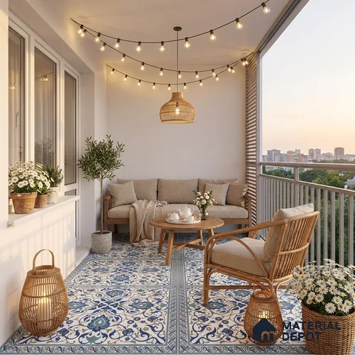 Blue Moroccan Floor & Wall Tile TL 06811 B Lustra Enchanted Mint Bloom 2 ft x 2 ft Vitrified Carving Matte Finish - 9 mm | Suitable for Living Room, Bedroom, Bathroom | Please Expect a Slight Variation of Pattern