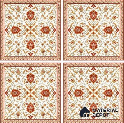 Red Moroccan Floor & Wall Tile TL 06811 Lustra Enchanted Bronze Bloom 2 ft x 2 ft Vitrified Carving Matte Finish - 9 mm | Suitable For Foyer, Accent/Feature Wall, Dining Area | Please Expect a Slight Variation of Pattern