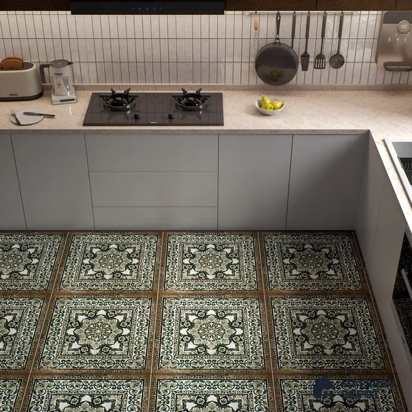 Moroccan Floor & Wall Tile TL 06812 Lustra Regal Garden Moss 2 ft x 2 ft Vitrified Carving Matte Finish - 9 mm | Suitable For Foyer, Accent/Feature Wall, Dining Area | Please Expect a Slight Variation of Pattern