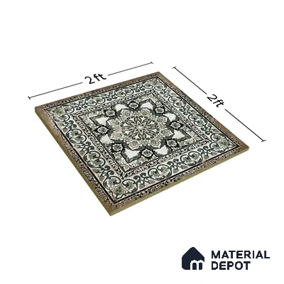 Moroccan Floor & Wall Tile TL 06812 Lustra Regal Garden Moss 2 ft x 2 ft Vitrified Carving Matte Finish - 9 mm | Suitable For Foyer, Accent/Feature Wall, Dining Area | Please Expect a Slight Variation of Pattern