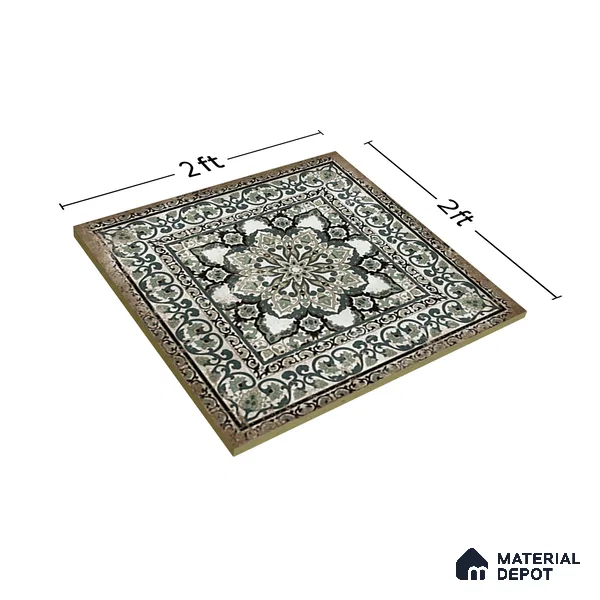 Moroccan Floor & Wall Tile TL 06812 Lustra Regal Garden Moss 2 ft x 2 ft Vitrified Carving Matte Finish - 9 mm | Suitable For Foyer, Accent/Feature Wall, Dining Area | Please Expect a Slight Variation of Pattern