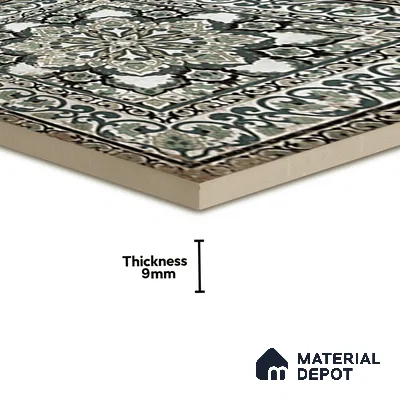 Moroccan Floor & Wall Tile TL 06812 Lustra Regal Garden Moss 2 ft x 2 ft Vitrified Carving Matte Finish - 9 mm | Suitable For Foyer, Accent/Feature Wall, Dining Area | Please Expect a Slight Variation of Pattern
