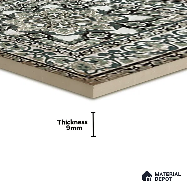 Moroccan Floor & Wall Tile TL 06812 Lustra Regal Garden Moss 2 ft x 2 ft Vitrified Carving Matte Finish - 9 mm | Suitable For Foyer, Accent/Feature Wall, Dining Area | Please Expect a Slight Variation of Pattern