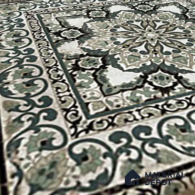 Moroccan Floor & Wall Tile TL 06812 Lustra Regal Garden Moss 2 ft x 2 ft Vitrified Carving Matte Finish - 9 mm | Suitable For Foyer, Accent/Feature Wall, Dining Area | Please Expect a Slight Variation of Pattern