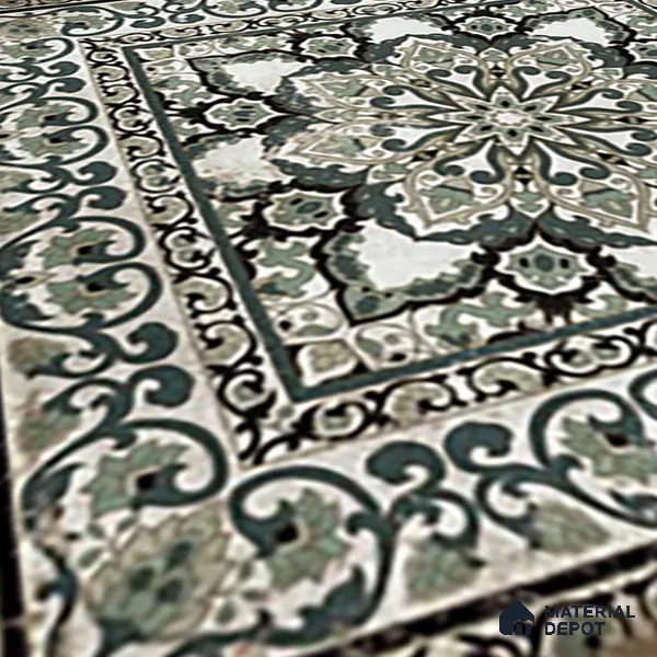 Moroccan Floor & Wall Tile TL 06812 Lustra Regal Garden Moss 2 ft x 2 ft Vitrified Carving Matte Finish - 9 mm | Suitable For Foyer, Accent/Feature Wall, Dining Area | Please Expect a Slight Variation of Pattern