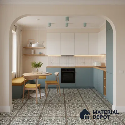Multi Colour Moroccan Floor & Wall Tile TL 06812 Lustra Regal Garden Moss 2 ft x 2 ft Vitrified Carving Matte Finish - 9 mm | Suitable for Kitchen, Bathroom, Dining Area | Please Expect a Slight Variation of Pattern (Sample)
