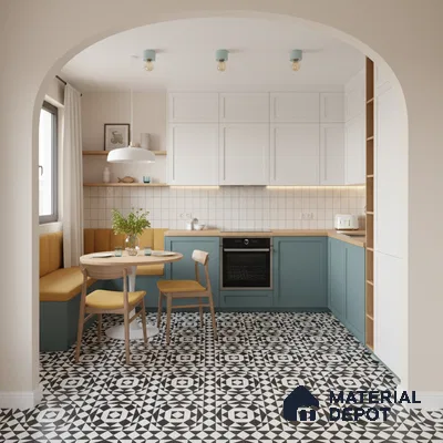 Black Moroccan Floor & Wall Tile TL 06813 Lustra Monochrome Noir Chess 2 ft x 2 ft Vitrified Carving Matte Finish - 9 mm | Suitable for Kitchen, Bathroom, Dining Area | Please Expect a Slight Variation of Pattern
