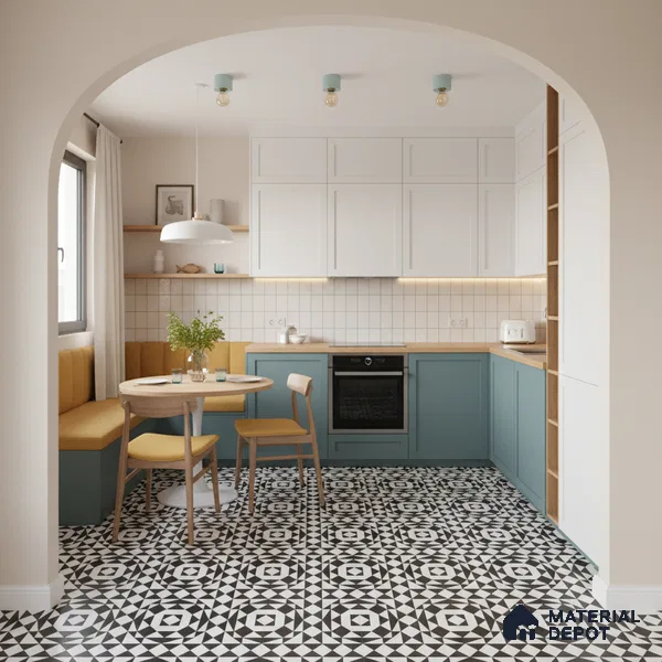 Black Moroccan Floor & Wall Tile TL 06813 Lustra Monochrome Noir Chess 2 ft x 2 ft Vitrified Carving Matte Finish - 9 mm | Suitable for Kitchen, Bathroom, Dining Area | Please Expect a Slight Variation of Pattern