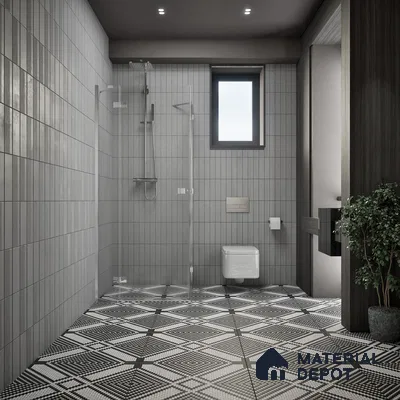 Moroccan Floor & Wall Tile TL 06814 Lustra Monochrome Precision Noir 2 ft x 2 ft Vitrified Carving Matte Finish - 9 mm | Suitable For Kitchen, Bathroom, Dining Area | Please Expect a Slight Variation of Pattern