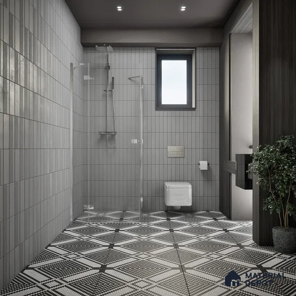 Moroccan Floor & Wall Tile TL 06814 Lustra Monochrome Precision Noir 2 ft x 2 ft Vitrified Carving Matte Finish - 9 mm | Suitable For Kitchen, Bathroom, Dining Area | Please Expect a Slight Variation of Pattern