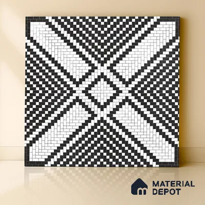 Moroccan Floor & Wall Tile TL 06814 Lustra Monochrome Precision Noir 2 ft x 2 ft Vitrified Carving Matte Finish - 9 mm | Suitable For Kitchen, Bathroom, Dining Area | Please Expect a Slight Variation of Pattern