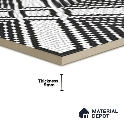 Moroccan Floor & Wall Tile TL 06814 Lustra Monochrome Precision Noir 2 ft x 2 ft Vitrified Carving Matte Finish - 9 mm | Suitable For Kitchen, Bathroom, Dining Area | Please Expect a Slight Variation of Pattern