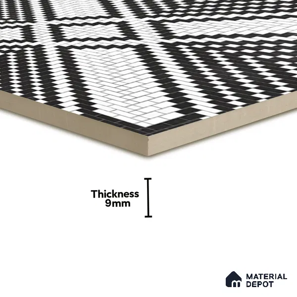 Moroccan Floor & Wall Tile TL 06814 Lustra Monochrome Precision Noir 2 ft x 2 ft Vitrified Carving Matte Finish - 9 mm | Suitable For Kitchen, Bathroom, Dining Area | Please Expect a Slight Variation of Pattern